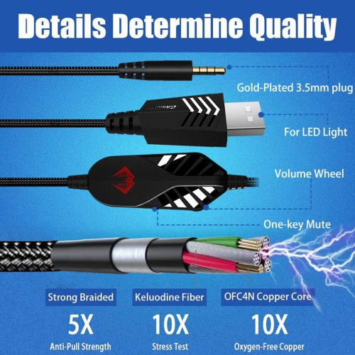 KOTION EACH G9000 3.5mm Game Gaming Headphone Headset Earphone Headband with Microphone LED Light for Laptop Tablet Mobile Pho