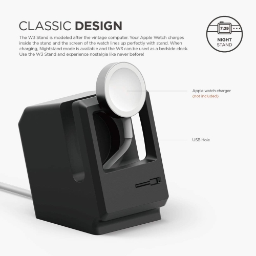 elago W3 Stand for Apple Watch Series 4 Series 3 Series 2 Series 1 42mm 40mm 38mm [Nightstand Mode][Origina