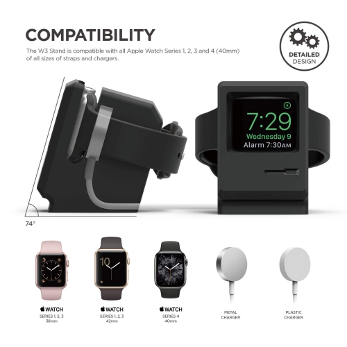 elago W3 Stand for Apple Watch Series 4 Series 3 Series 2 Series 1 42mm 40mm 38mm [Nightstand Mode][Origina