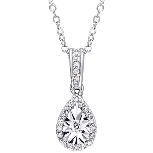 Mystique Pendant in White Silver with 0.17ctw Round Diamonds on an 18" Silver Chain
