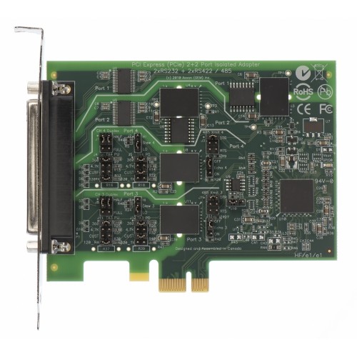 Axxon LF895KB 2 Port RS232 + 2 Port RS422/RS485 PCI Express Isolated Serial Card Adapter w/ Quadplex Cable 36" DB37M-DB25M-4