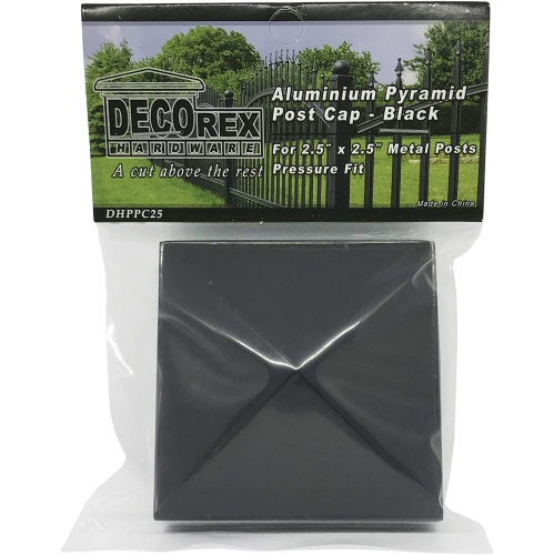 Decorex Hardware Aluminium Pyramid Post Cap for 2.5" x 2.5" Metal Posts - Pressure Fit - Black