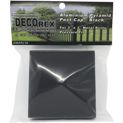 Decorex Hardware Aluminium Pyramid Post Cap for 3" x 3" Metal Posts - Pressure Fit - Black