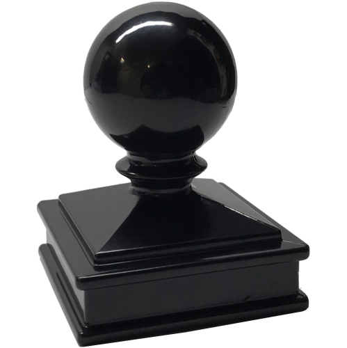 Decorex Hardware Aluminium Ball Top Post Cap for 2.5" x 2.5" Metal Posts - Pressure Fit - Black