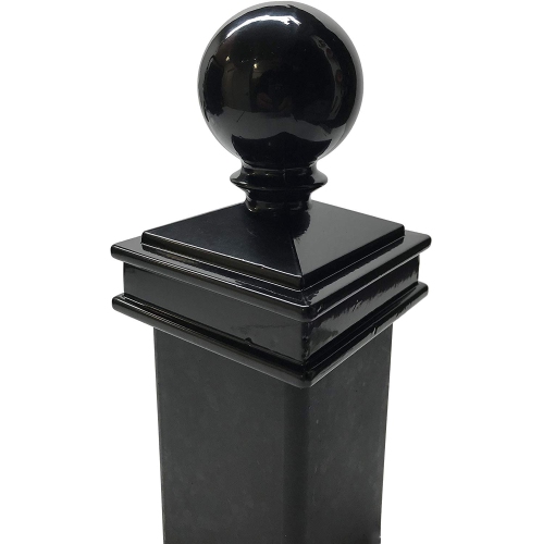 Decorex Hardware Aluminium Ball Top Post Cap for 2.5" x 2.5" Metal Posts - Pressure Fit - Black