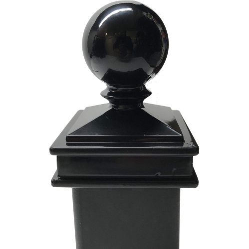 Decorex Hardware Aluminium Ball Top Post Cap for 2.5" x 2.5" Metal Posts - Pressure Fit - Black