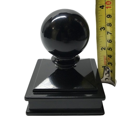 Decorex Hardware Aluminium Ball Top Post Cap for 2.5" x 2.5" Metal Posts - Pressure Fit - Black