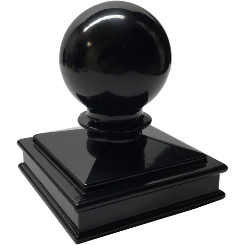 Decorex Hardware Aluminium Ball Top Post Cap for 3" x 3" Metal Posts - Pressure Fit - Black