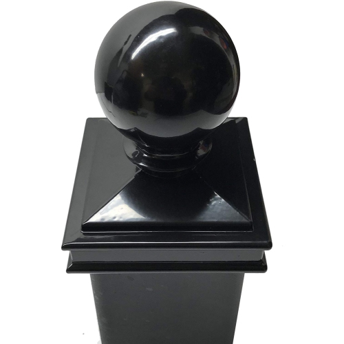 Decorex Hardware Aluminium Ball Top Post Cap for 3" x 3" Metal Posts - Pressure Fit - Black