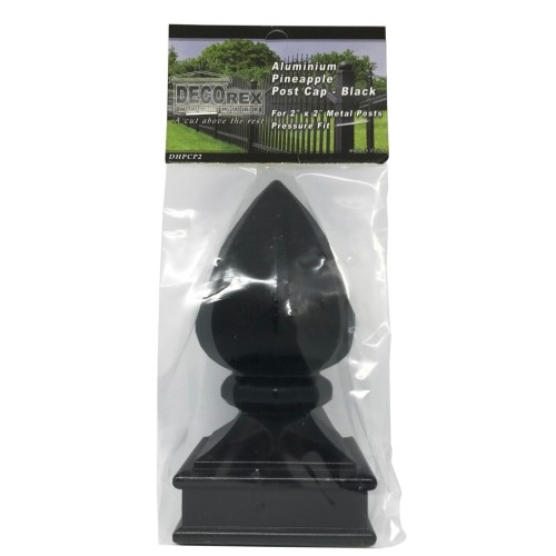 Decorex Hardware Aluminium Pineapple Top Post Cap for 2" x 2" Metal Posts - Pressure Fit - Black