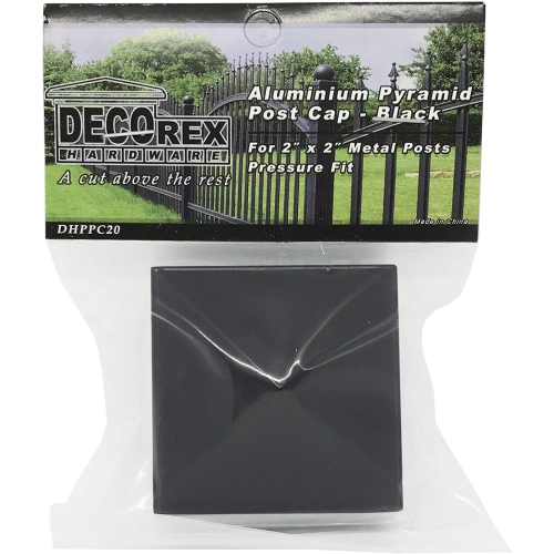 Decorex Hardware Aluminium Pyramid Post Cap for 2" x 2" Metal Posts - Pressure Fit - Black