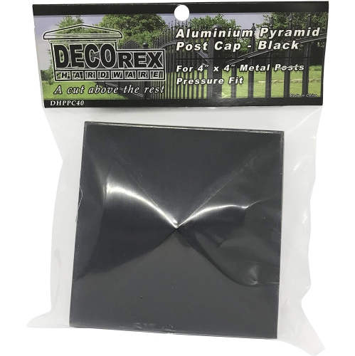 Decorex Hardware Aluminium Pyramid Post Cap for 4" x 4" Metal Posts - Pressure Fit - Black