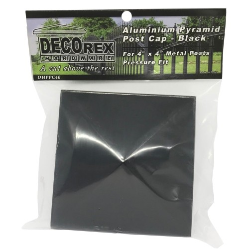 Decorex Hardware Aluminium Pyramid Post Cap for 4" x 4" Metal Posts - Pressure Fit - Black