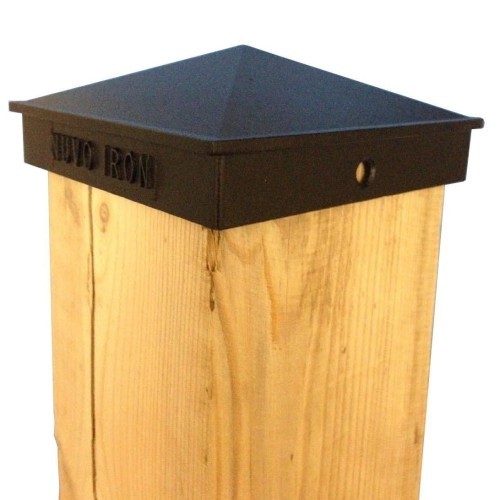 Nuvo Iron Decorative Pyramid Aluminium Post Cap for 3.5" x 3.5" Posts - Black