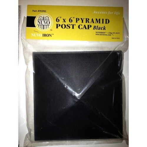 Nuvo Iron Decorative Pyramid Aluminium Post Cap for 5.5" x 5.5" Posts - Black