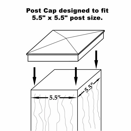 Nuvo Iron Decorative Pyramid Aluminium Post Cap for 5.5" x 5.5" Posts - Black