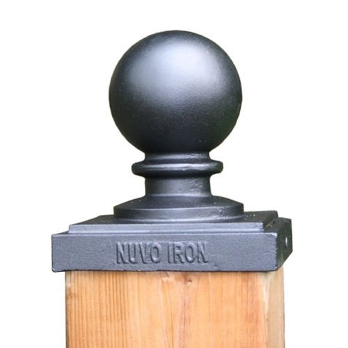 Nuvo Iron Decorative Ball Post Cap for 3.5" x 3.5" Posts, Black - PCB03