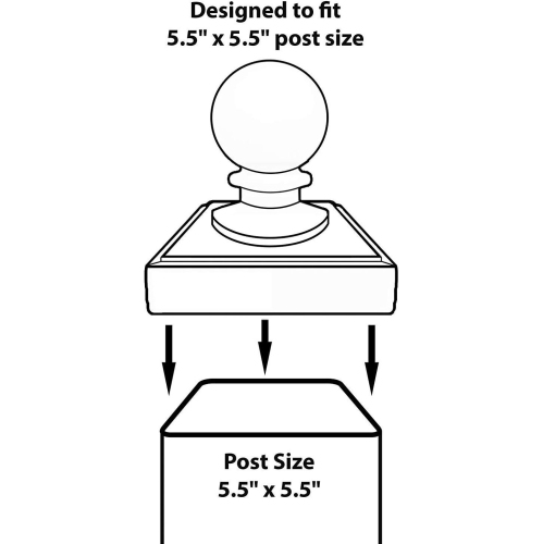 Nuvo Iron Decorative Ball Post Cap for 5.5" x 5.5" Posts, Black - PCB04