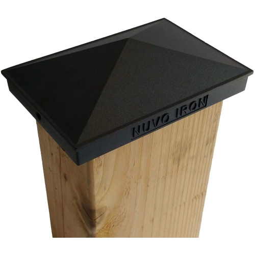 Nuvo Iron Decorative Pyramid Aluminium Post Cap for 3.5" x 5.5" / 4" x 6" Posts - Black