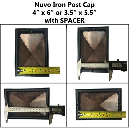 Nuvo Iron Decorative Pyramid Aluminium Post Cap for 3.5" x 5.5" / 4" x 6" Posts - Black