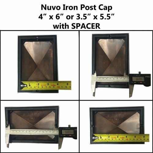 Nuvo Iron Decorative Pyramid Aluminium Post Cap for 3.5" x 5.5" / 4" x 6" Posts - Black