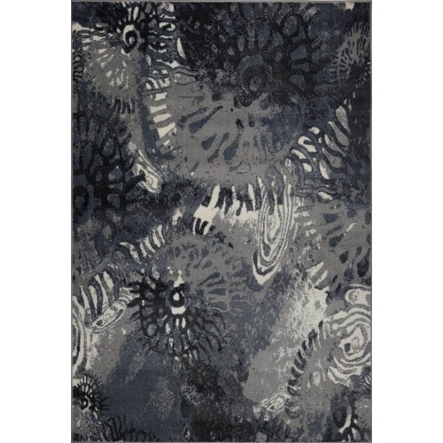 LA DOLE RUGS  La Dole Toronto Collection Casa Loma Turkish Polyester Carpet 2'7" X 4'11" Rectangle Area Rug - Grey/cream