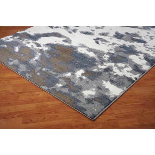 LA Dole Brampton Abstract Toronto Collection Turkish Carpet 2'7" x 4'11" Rectangle Area Rug - Grey/Ivory