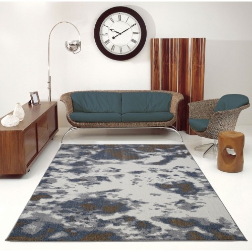 LA Dole Brampton Abstract Toronto Collection Turkish Carpet 2'7" x 4'11" Rectangle Area Rug - Grey/Ivory