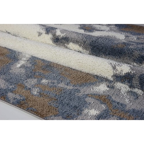 LA Dole Brampton Abstract Toronto Collection Turkish Carpet 2'7" x 4'11" Rectangle Area Rug - Grey/Ivory