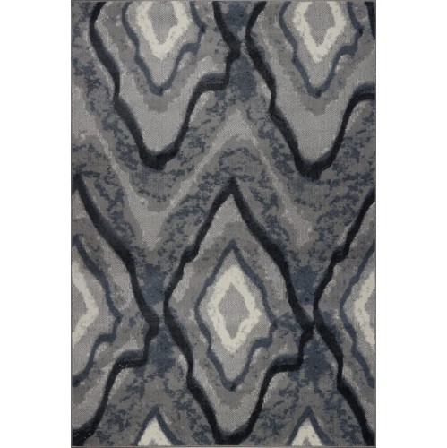 LA DOLE RUGS  La Dole Etobicoke Abstract Toronto Collection Turkish Polyester Carpet 2'7" X 4'11" Rectangle Area Rug - Grey/cream