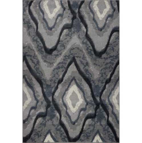 LA Dole Etobicoke Abstract Toronto Collection Turkish Polyester Carpet 2'7" x 4'11" Rectangle Area Rug - Grey/Cream