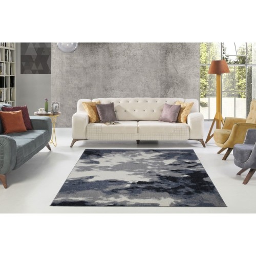 LA Dole Toronto Sky Collection Turkish Polyester Carpet 2'7" x 4'11" Rectangle Area Rug - Grey/Ivory