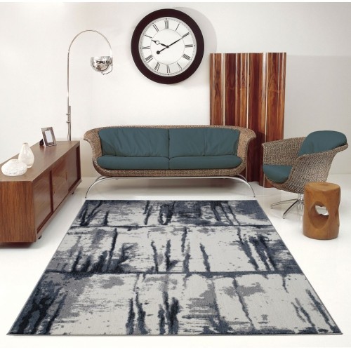 Niagara Toronto Collection Turkish Polyester Area Rug Carpet in Grey-Ivory, 3x5