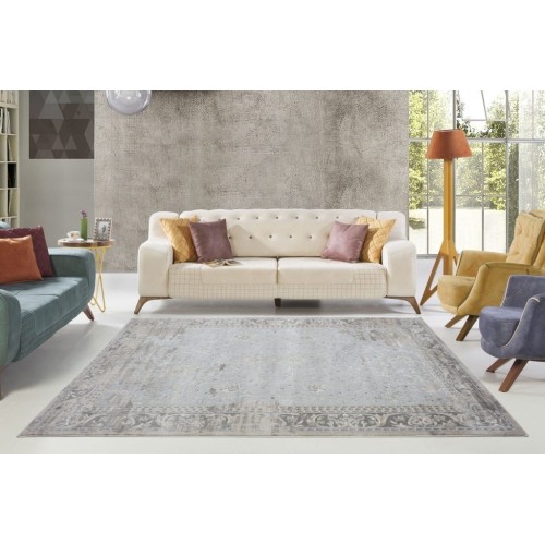 Garnet Contemporary Carpet Area Rug Living Room Bedroom Dining Room in Cream-Grey, 6'5" x 9'5"