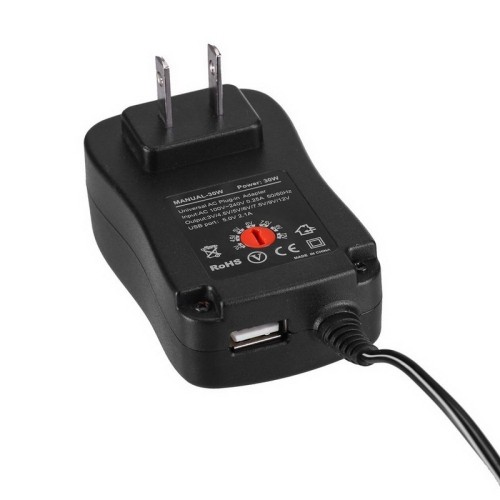 Adaptateur d'alimentation universel réglable de 3 V à 12 V de 30 W avec  plusieurs embouts c.c.