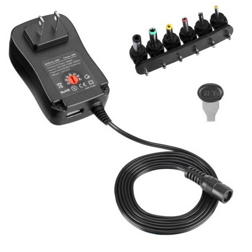 axGear 3V to 12V Adjustable 30W Universal Power Supply Adapter Multiple DC Tips Jack