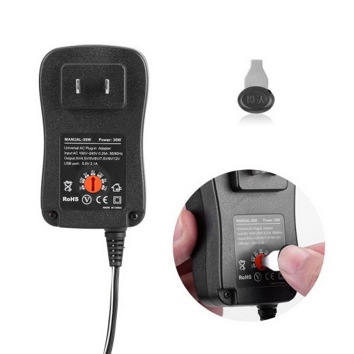 axGear 3V to 12V Adjustable 30W Universal Power Supply Adapter Multiple DC Tips Jack