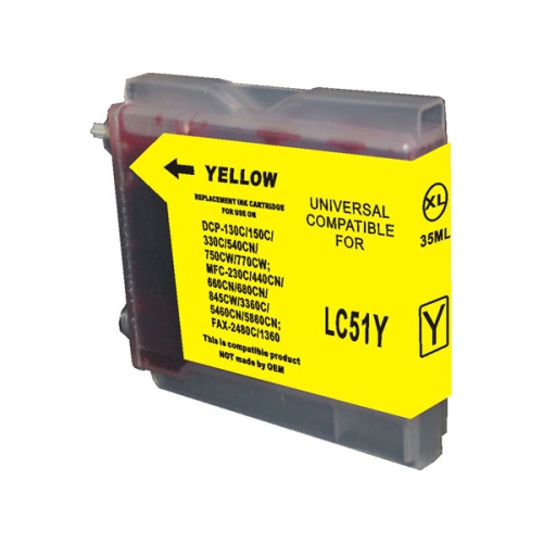 Gotoners™ Generic Packaged Brother New Compatible LC51Y XL High Yield Yellow Inkjet Cartridge for DCP-155/330/540/750, MFC-230/460/465/665/680/5460