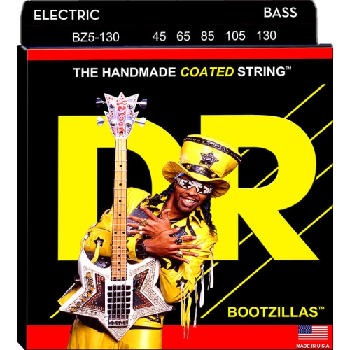 Bootsy Collins – cordes de guitare basse en acier inoxydable avec revêtement Bootzillas, moyen, 5 cordes