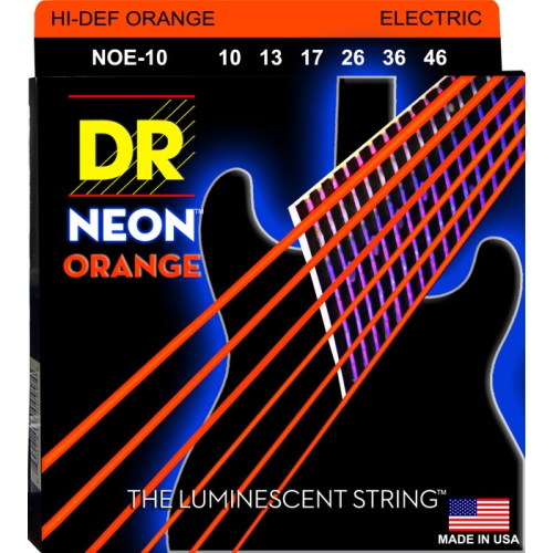 Cordes enduites d'orange NEON Hi-DEF NOE-10 de Dr. Strings - moyen 10-46