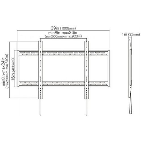 AMX BPL-65B Wall Mount Fixed Ultra-Slim Black HDTV LED LCD LED PLASMA 60" To 100"