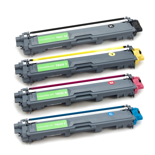 GOTONERS  Generic Packaged 4Pk Brother New Compatible Tn-221 Bk Tn-225 Cmy High Yield Color Toner Set Hl-3140Cw/3150CDw, Mfc-9330CDw/9340CDw/9130Cw Best quality toner at lower price