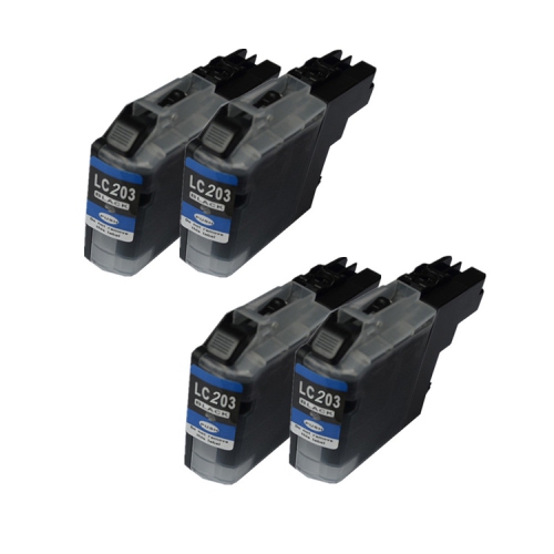 GOTONERS  Generic Packaged 4Pk Brother New Compatible Lc203Xlbk High Yield Inkjet Cartridges for Mfc-J4320/j4620/j5520/j5620/j460/j485/j880 In Black