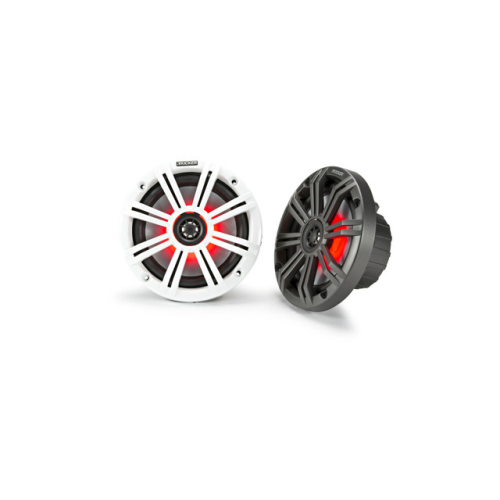 Kicker 45KM65-L 6.5" 2-Way 4 Ohm Marine LED Coaxial Speakers with Charcoal and White Grilles