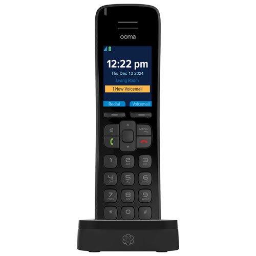Ooma HD3 1-Handset DECT 6.0 Cordless Phone - Black