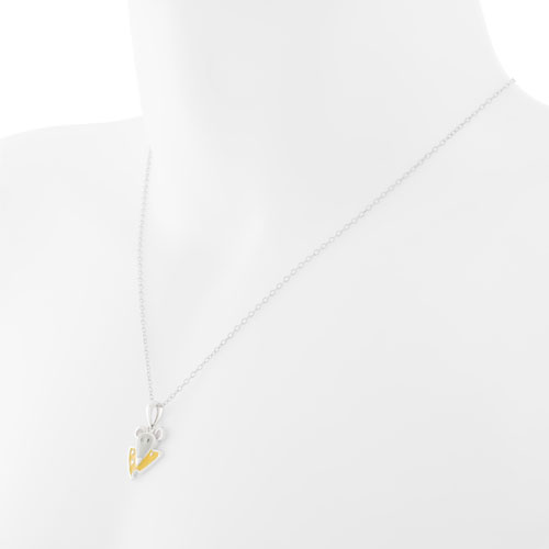 Mouse and Cheese Pendant in Sterling Silver/Enamel on a 14" Sterling Silver Chain