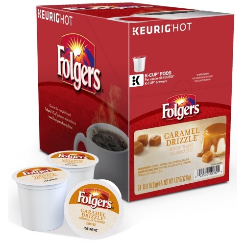 Folgers Caramel Drizzle Medium Roast Coffee KCup, 96 Count Pitchers