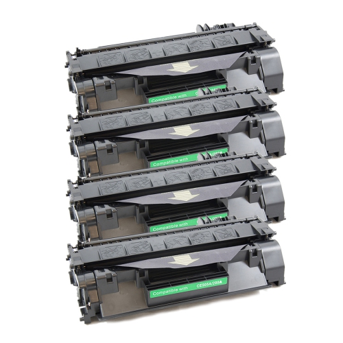 GOTONERS  Generic Packaged 4Pk HP New Compatible Ce505A (05A) Standard Yield Toner Cartridge for Laserjet P2030/2035/2050/2055 In Black