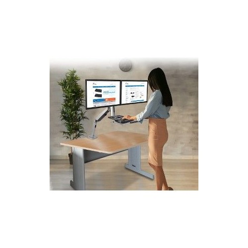 SIIG AC CE-MT2G12-S1 Standing Desk Converter w KB & Counterbalance Monitor Arm