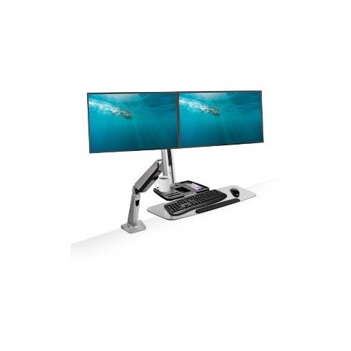 SIIG AC CE-MT2G12-S1 Standing Desk Converter w KB & Counterbalance Monitor Arm